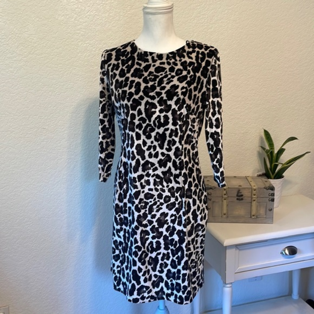 Nicole Miller Studio stretch velvet animal print dress‎ size 12